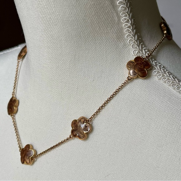 LAUREN G ADAMS | DAISY LOVE NECKLACE 18k GOLD PLATED | BROWN ENAMELED DAISIES - Picture 6 of 7